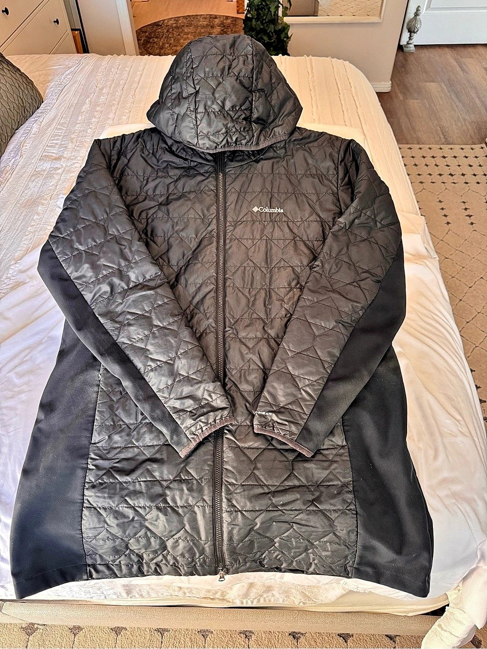 Columbia Women's Heavenly Long Hooded Jacket Black 2X